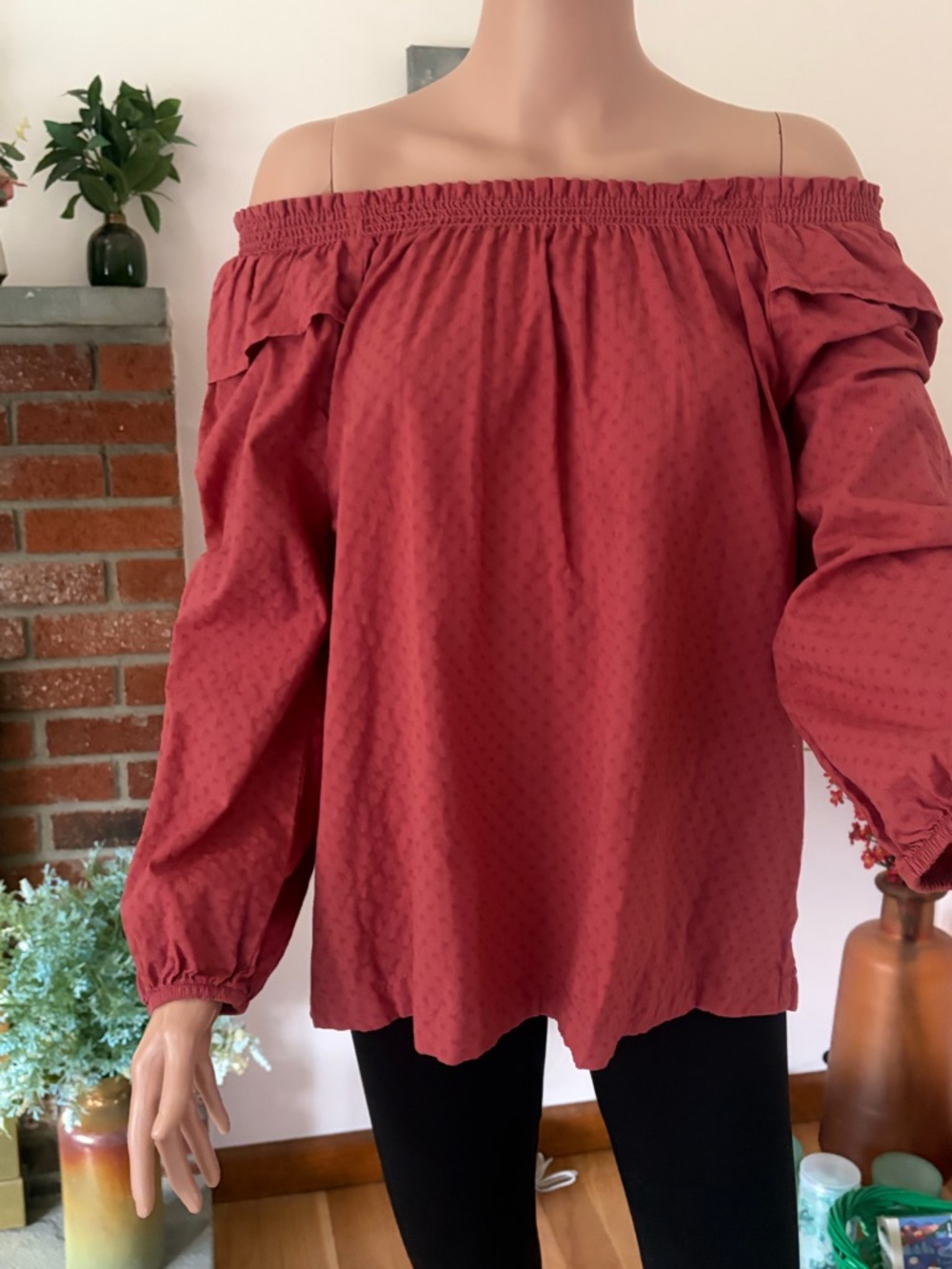 Sonoma Off-Shoulder Blouse in Brick